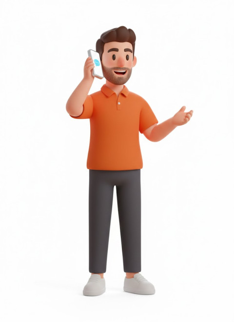 AI Man Talking on Mobile Phone